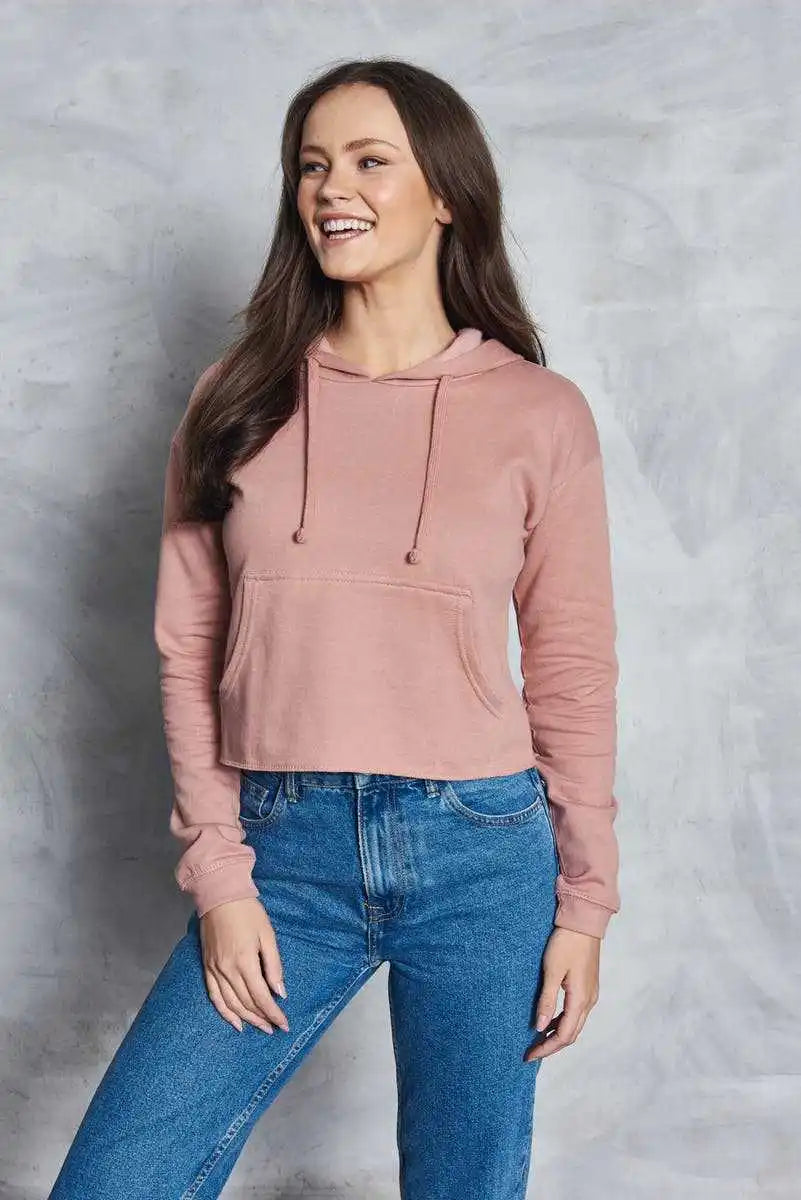 Just Hoods Jha016 Girlie Cropped Hoodie - Dusty Pink