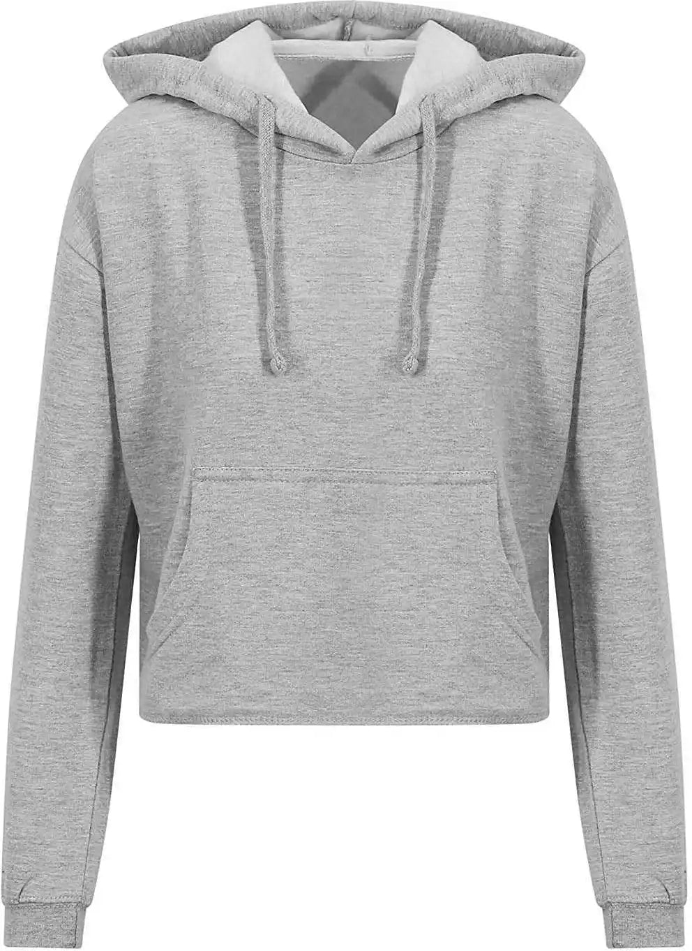 Just Hoods Jha016 Girlie Cropped Hoodie - Heather Gray