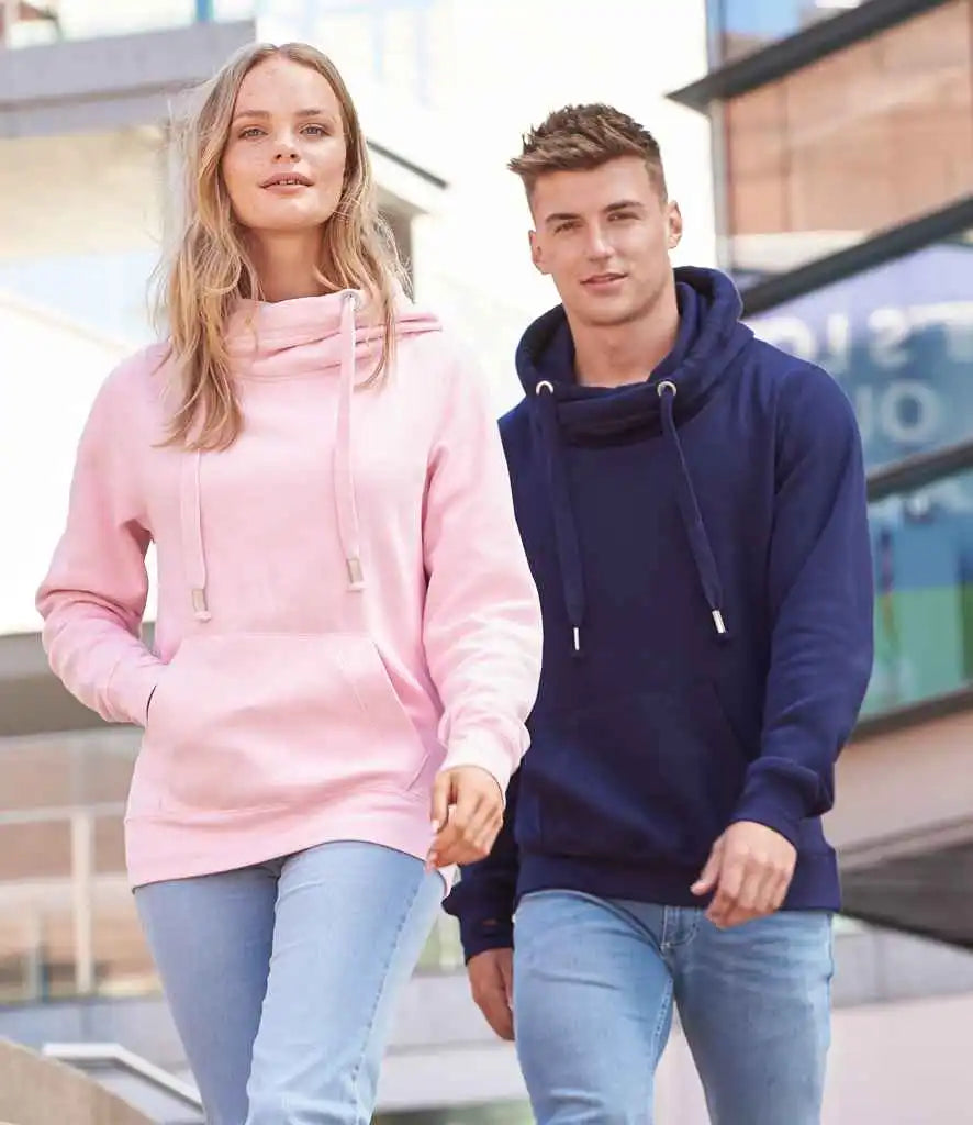 Just Hoods Jha021 Cross Neck Hoodie - Baby Pink