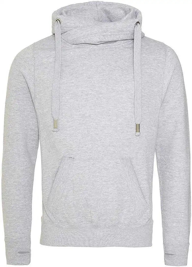 Just Hoods Jha021 Cross Neck Hoodie Heather Gray