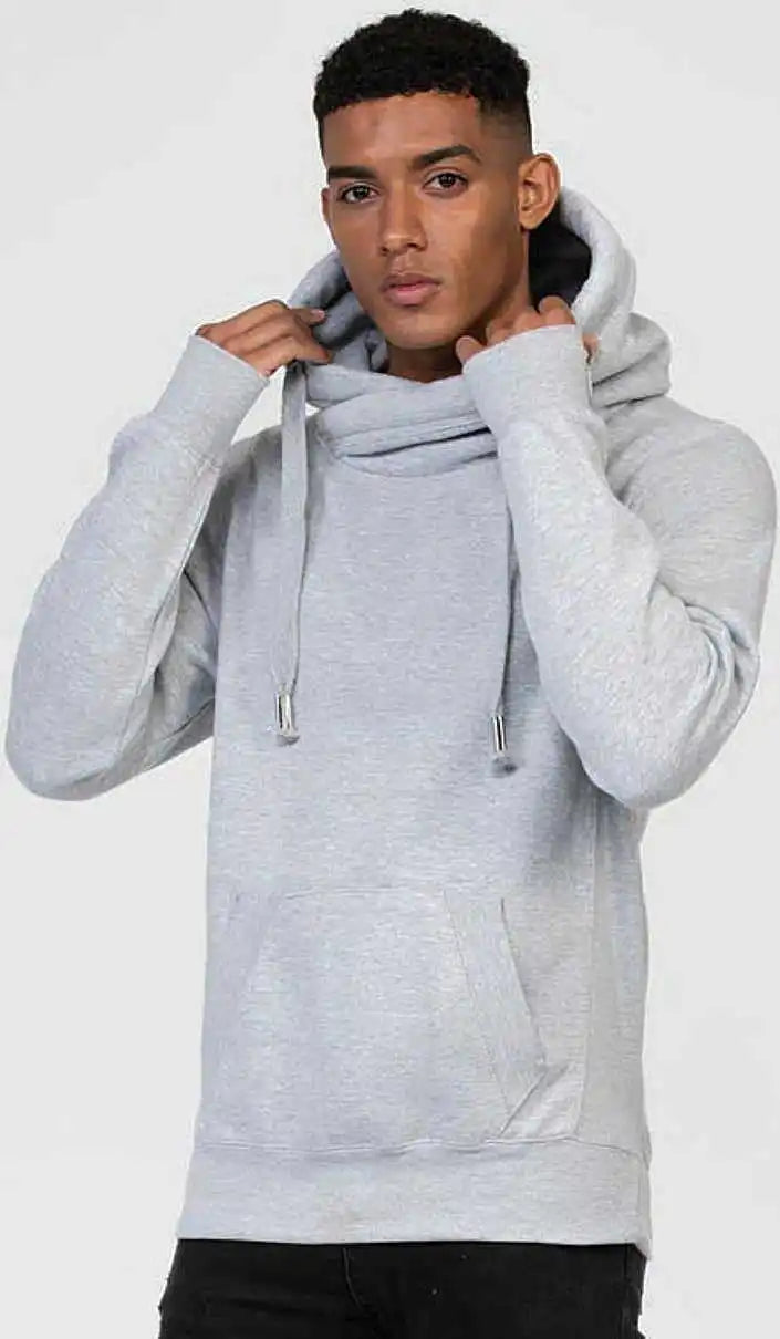 Just Hoods Jha021 Cross Neck Hoodie - Heather Gray