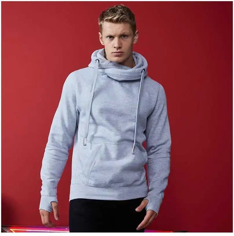Just Hoods Jha021 Cross Neck Hoodie Heather Gray