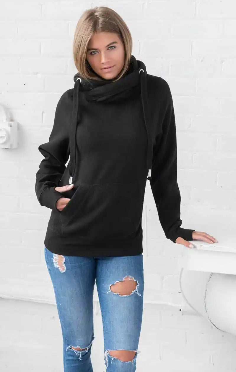 Just Hoods Jha021 Cross Neck Hoodie - Jet Black