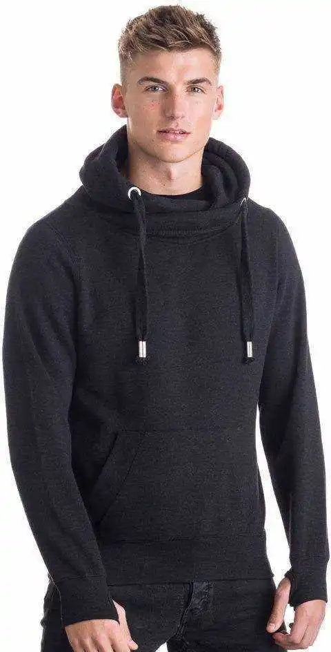 Just Hoods Jha021 Cross Neck Hoodie - Jet Black