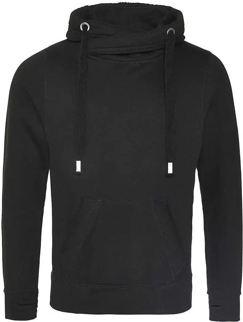 Just Hoods Jha021 Cross Neck Hoodie - Jet Black
