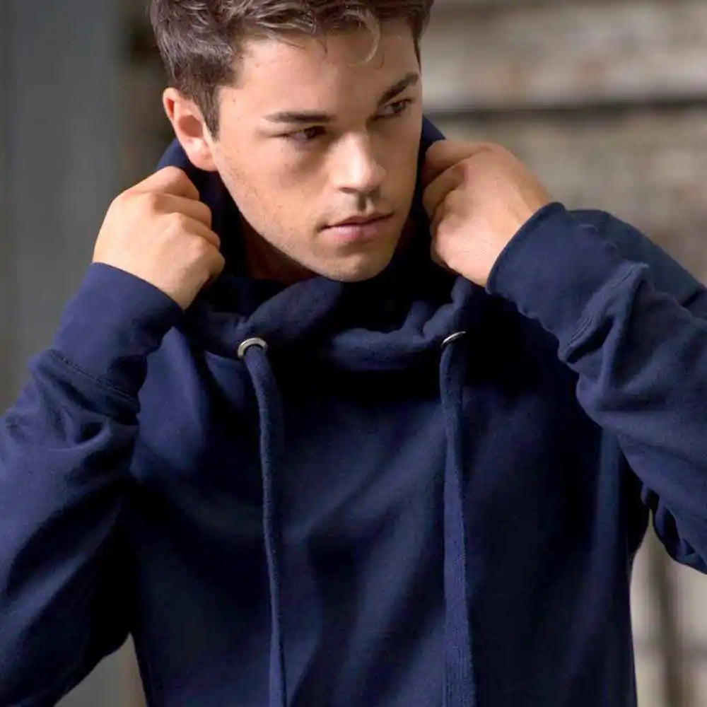 Just Hoods Jha021 Cross Neck Hoodie Oxford Navy