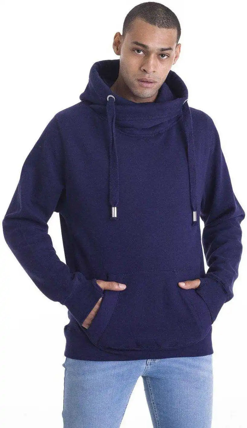 Just Hoods Jha021 Cross Neck Hoodie Oxford Navy