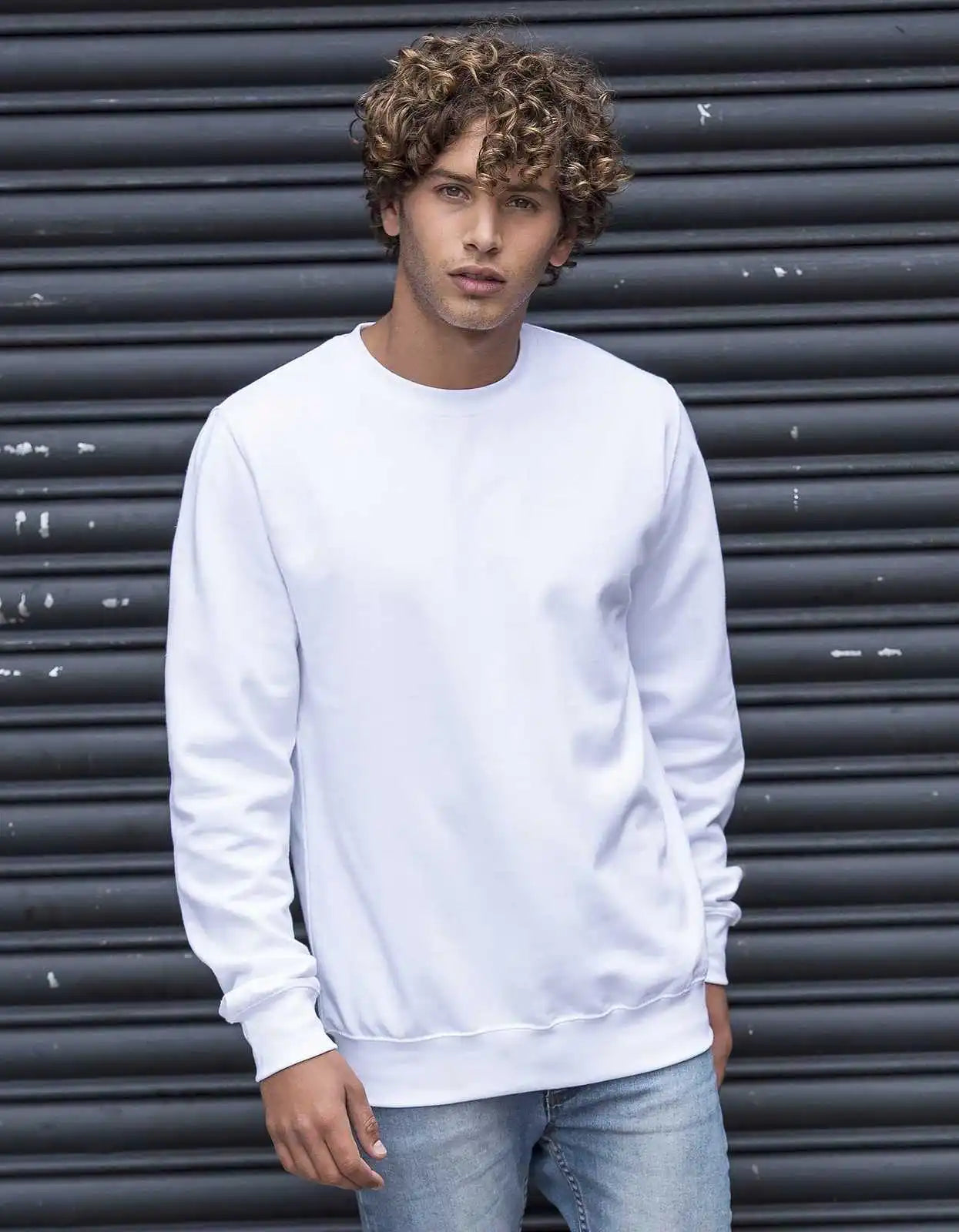 Just Hoods Jha030 College Sweat Crew Neck - Arctic White