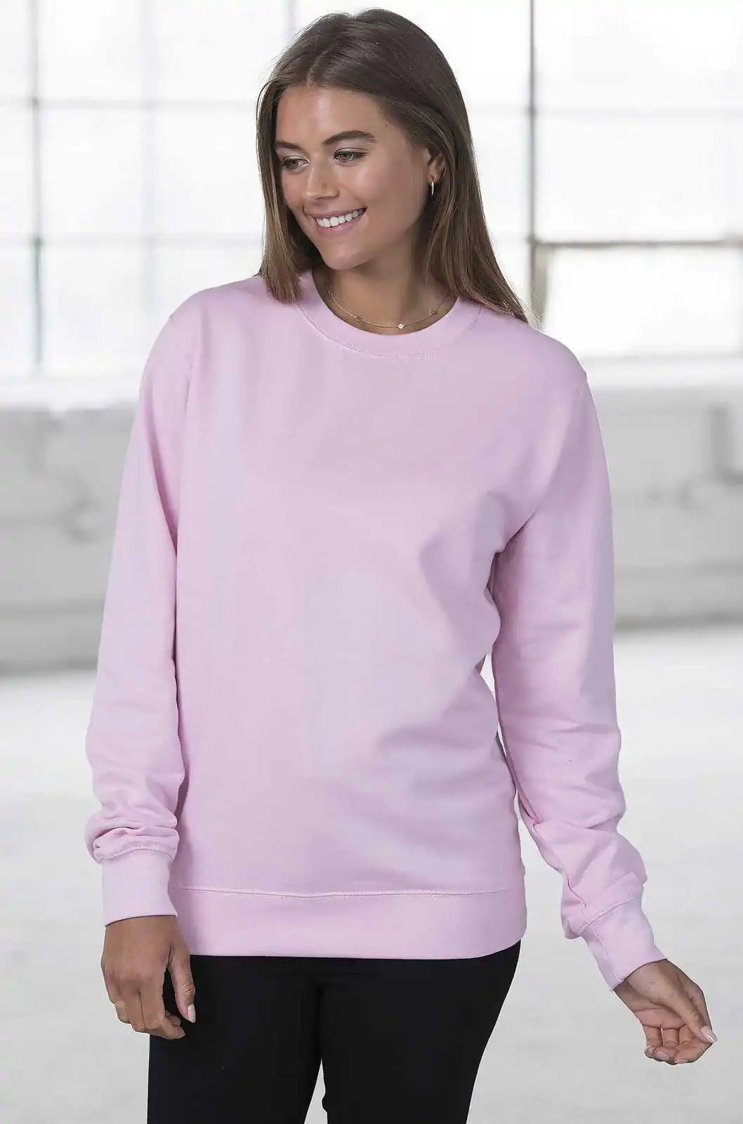 Just Hoods Jha030 College Sweat Crew Neck - Baby Pink