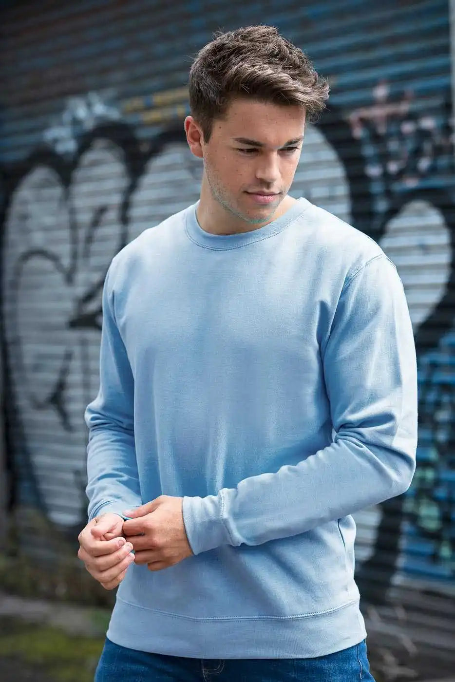 Just Hoods Jha030 College Sweat Crew Neck - Sky Blue