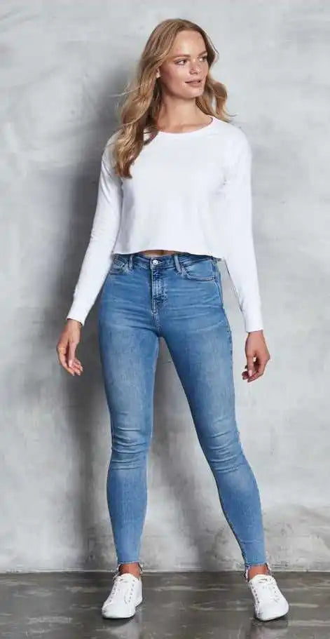 Just Hoods Jha035 Girlie Cropped Hoodie - Arctic White