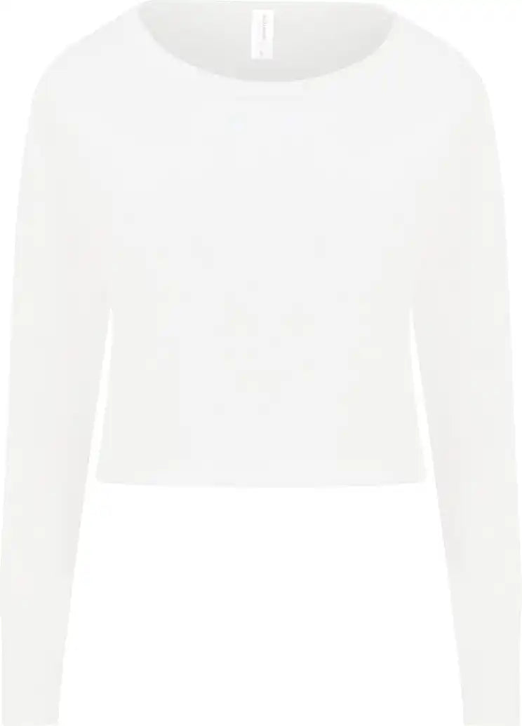 Just Hoods Jha035 Girlie Cropped Hoodie - Arctic White