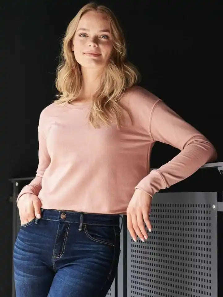 Just Hoods Jha035 Girlie Cropped Hoodie - Dusty Pink