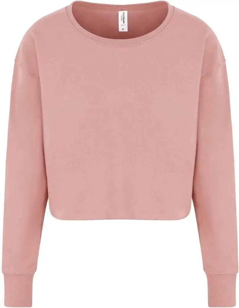 Just Hoods Jha035 Girlie Cropped Hoodie - Dusty Pink