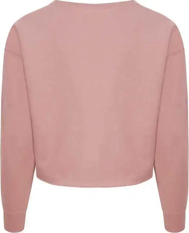 Just Hoods Jha035 Girlie Cropped Hoodie - Dusty Pink
