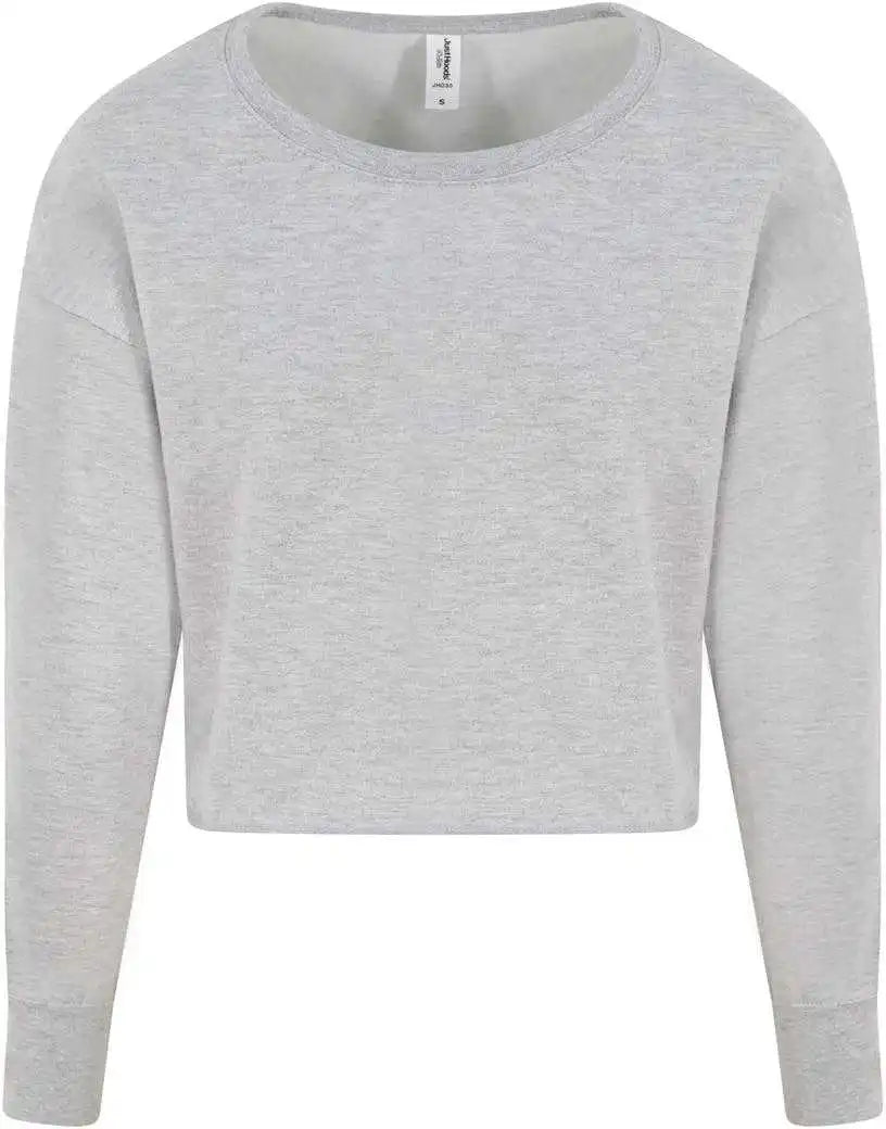 Just Hoods Jha035 Girlie Cropped Hoodie - Heather Gray