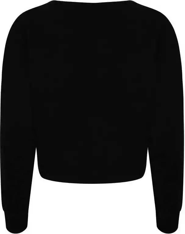 Just Hoods Jha035 Girlie Cropped Hoodie - Jet Black