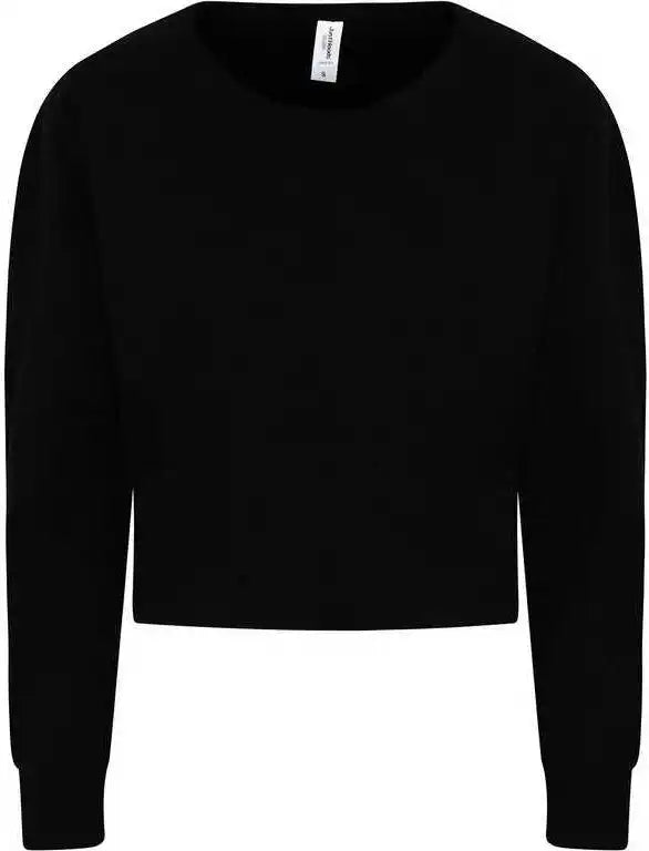Just Hoods Jha035 Girlie Cropped Hoodie - Jet Black