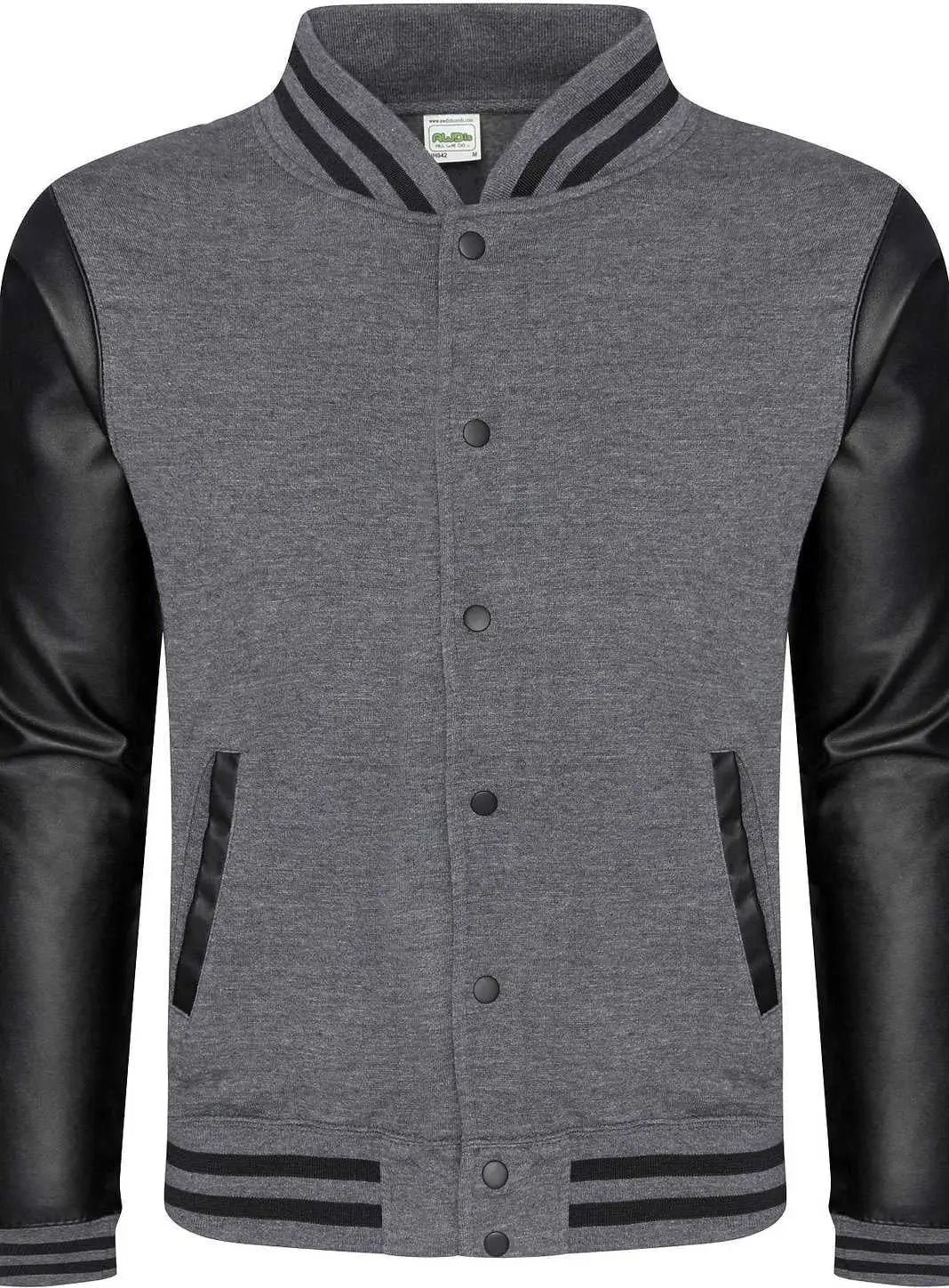 Just Hoods Jha042 Urban Letterman Jacket - Charcoal Black