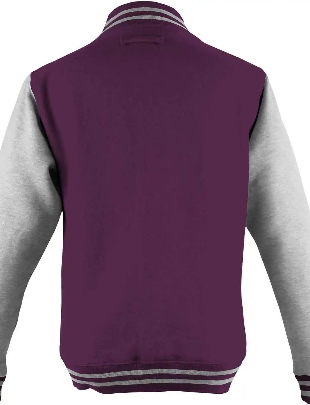 Just Hoods Jha043 Letterman Jacket - Burgundy Heather Gray