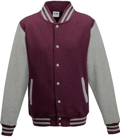 Just Hoods Jha043 Letterman Jacket - Burgundy Heather Gray