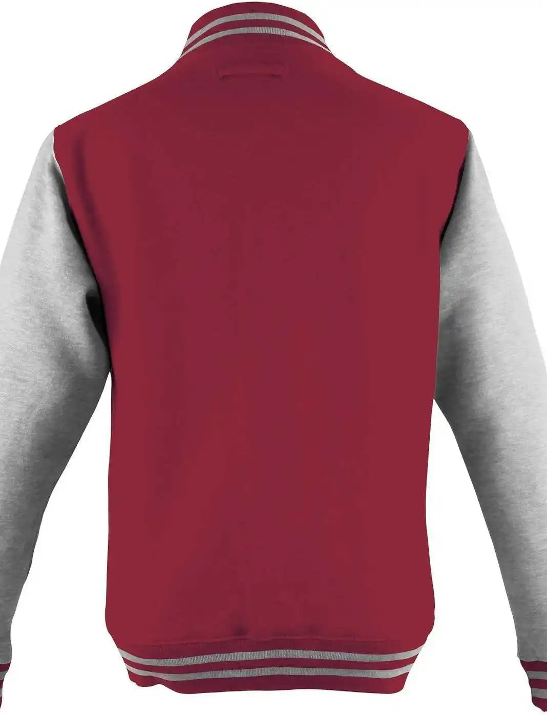 Just Hoods Jha043 Letterman Jacket - Fire Red Heather Gray