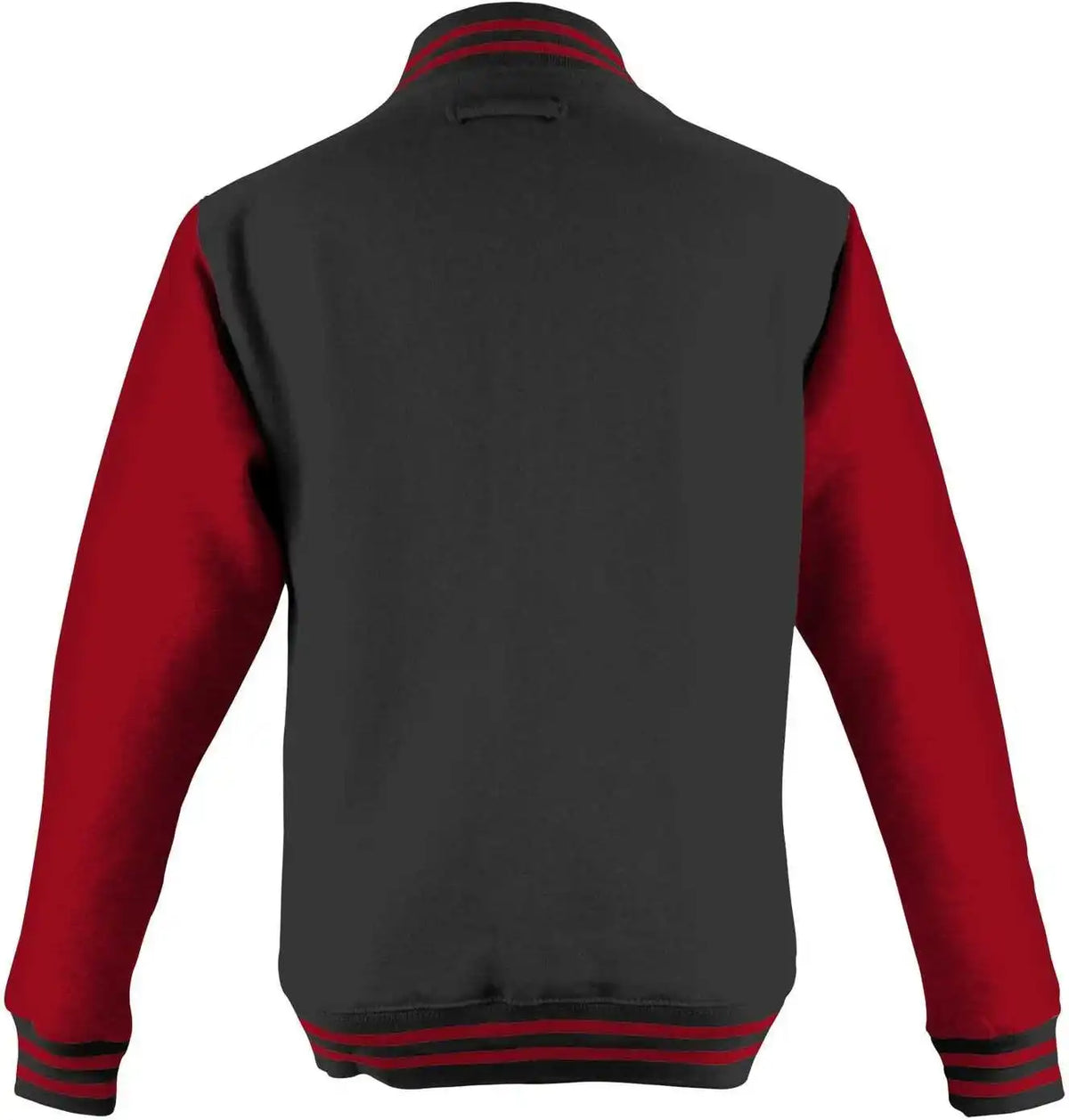 Just Hoods Jha043 Letterman Jacket - Jet Black Fire Red
