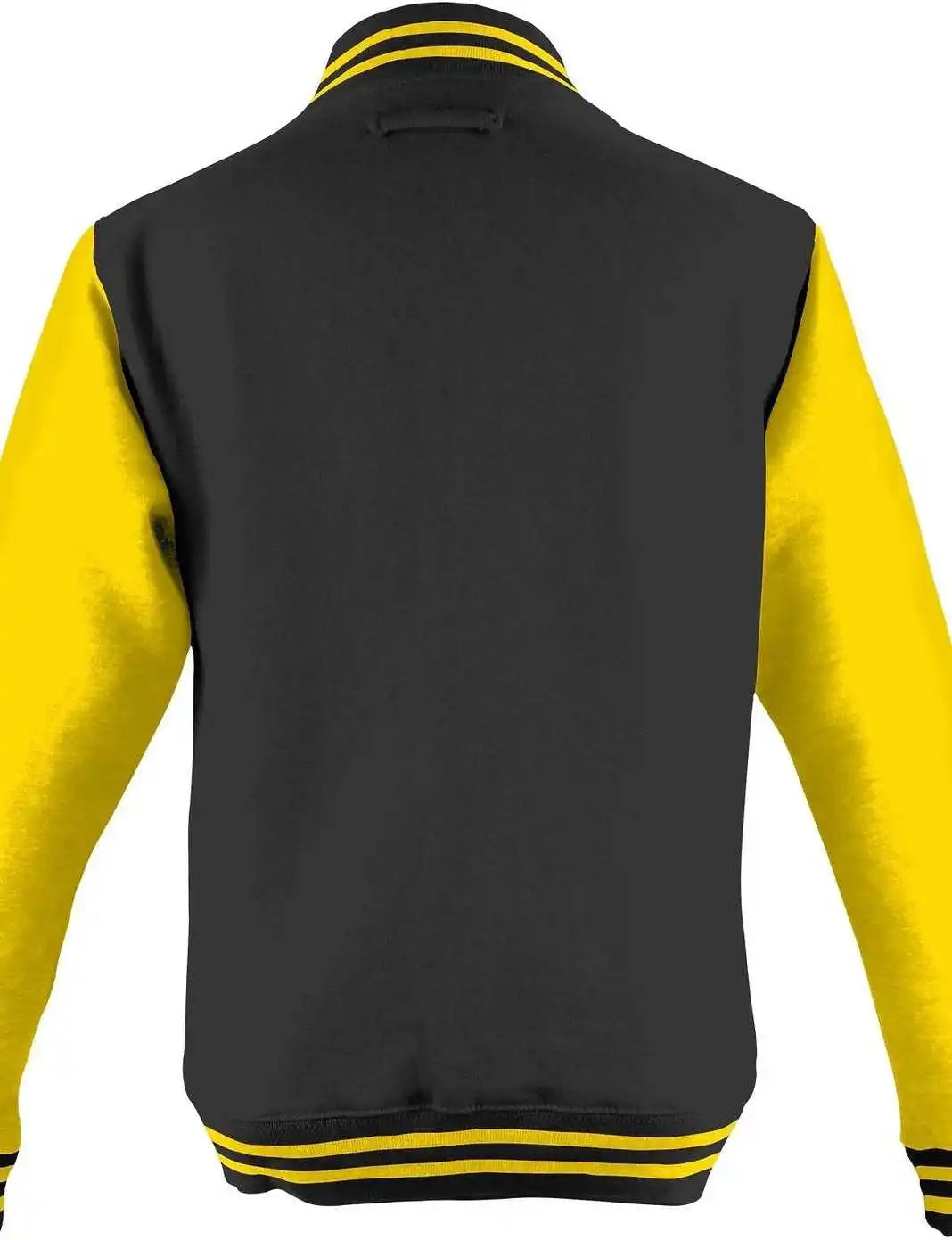 Just Hoods Jha043 Letterman Jacket - Jet Black Sun Yellow