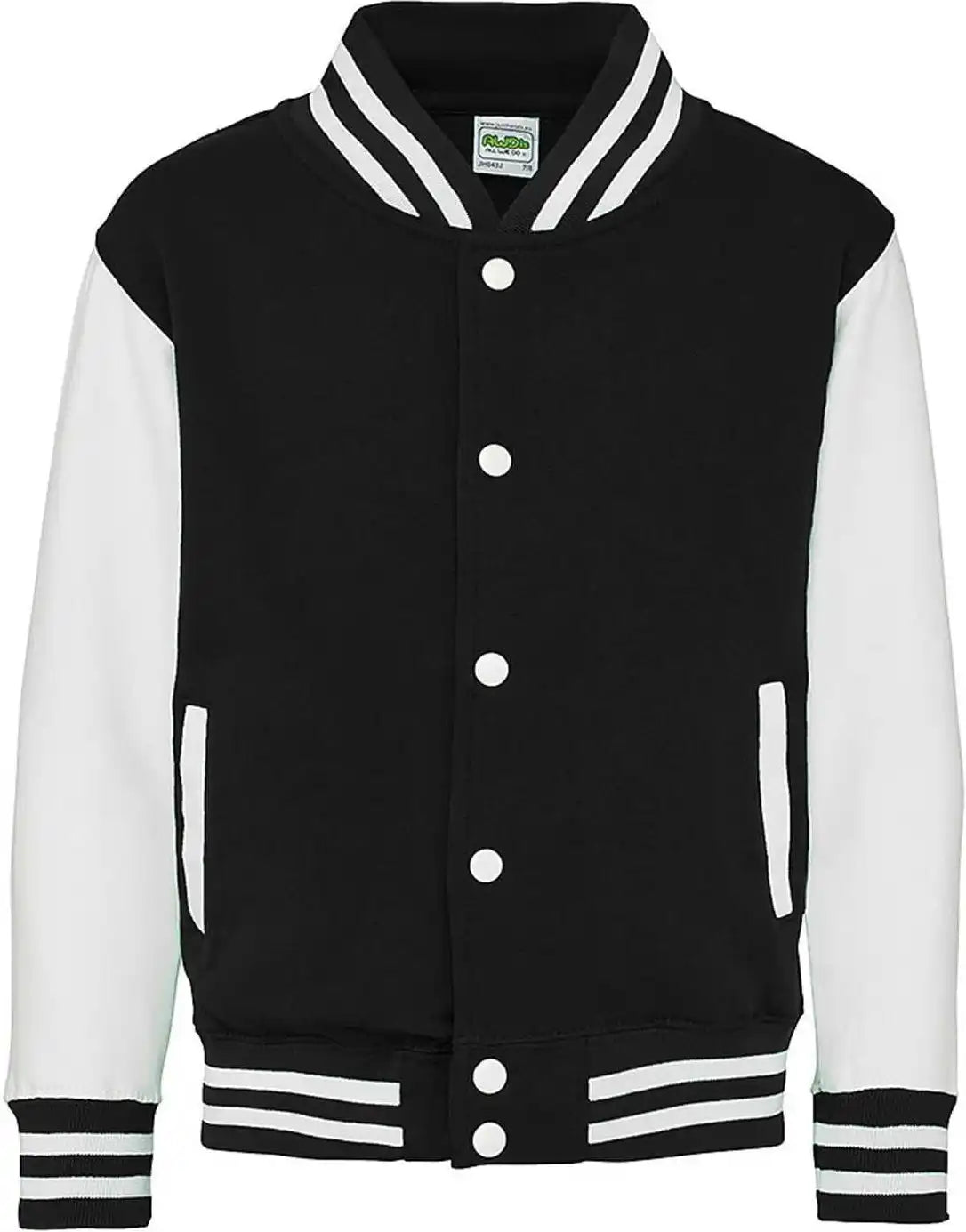 Just Hoods Jha043 Letterman Jacket - Jet Black White