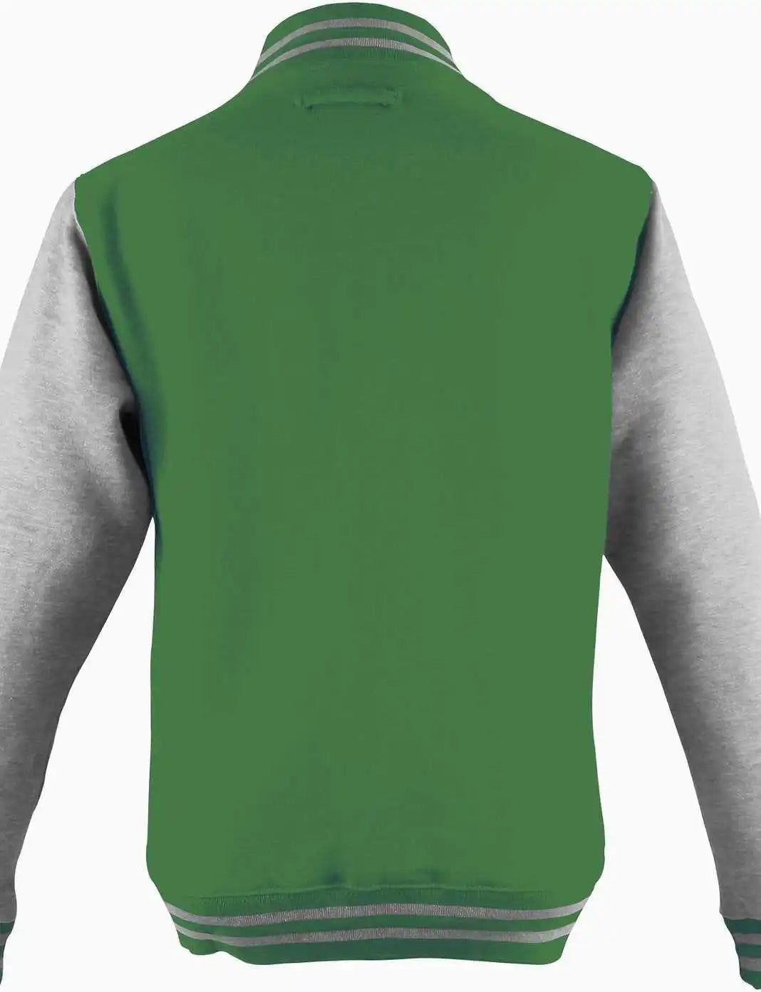 Just Hoods Jha043 Letterman Jacket - Kelly Green Heather Gray