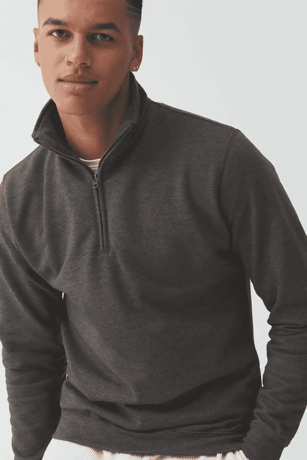 Just Hoods Jha046 Unisex Sophomore 1/4 Zip Fleece - Charcoal