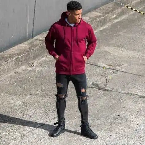 Just Hoods Jha050 College Zoodie - Burgundy