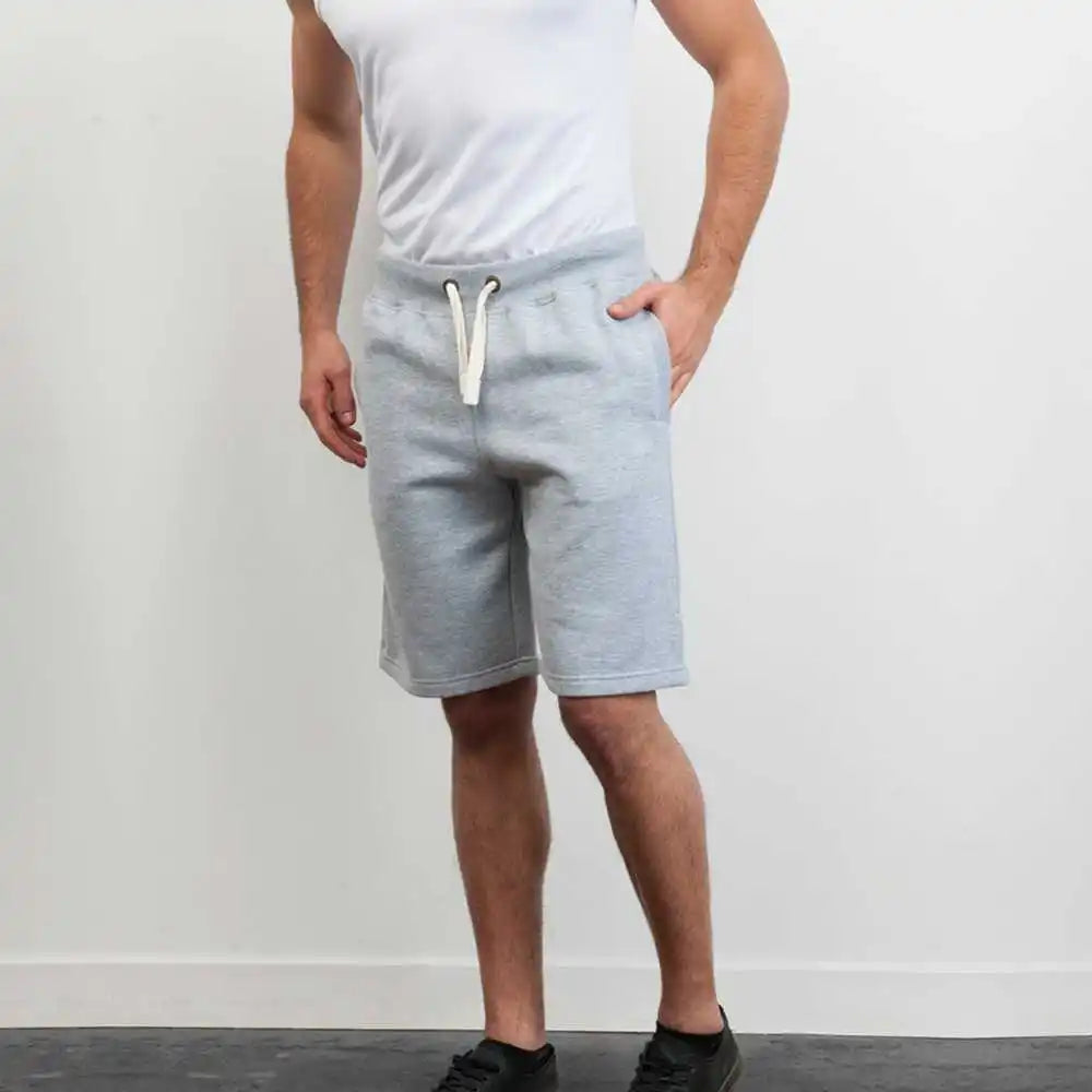 Just Hoods Jha080 Plain Heavyweight Campus Shorts - Heather Gray