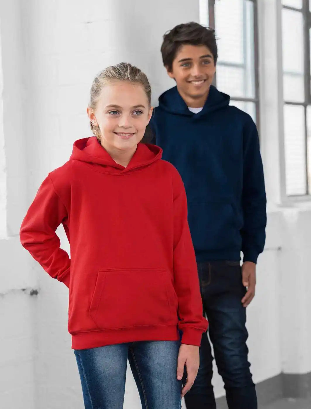 Just Hoods Jhy001 Youth College Hoodie - French Navy