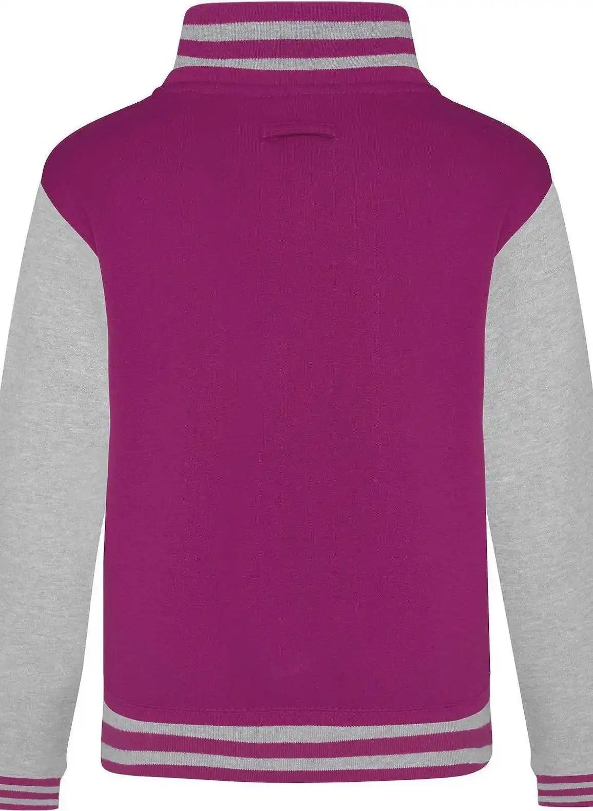 Just Hoods Jhy043 Youth Letterman Jacket - Hot Pink Heather Gray
