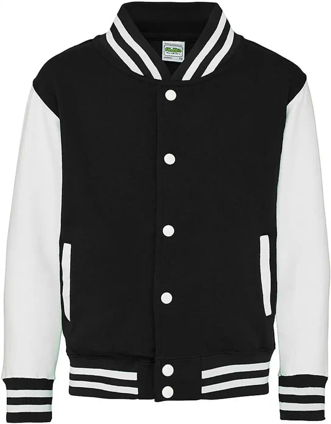 Just Hoods Jhy043 Youth Letterman Jacket - Jet Black White