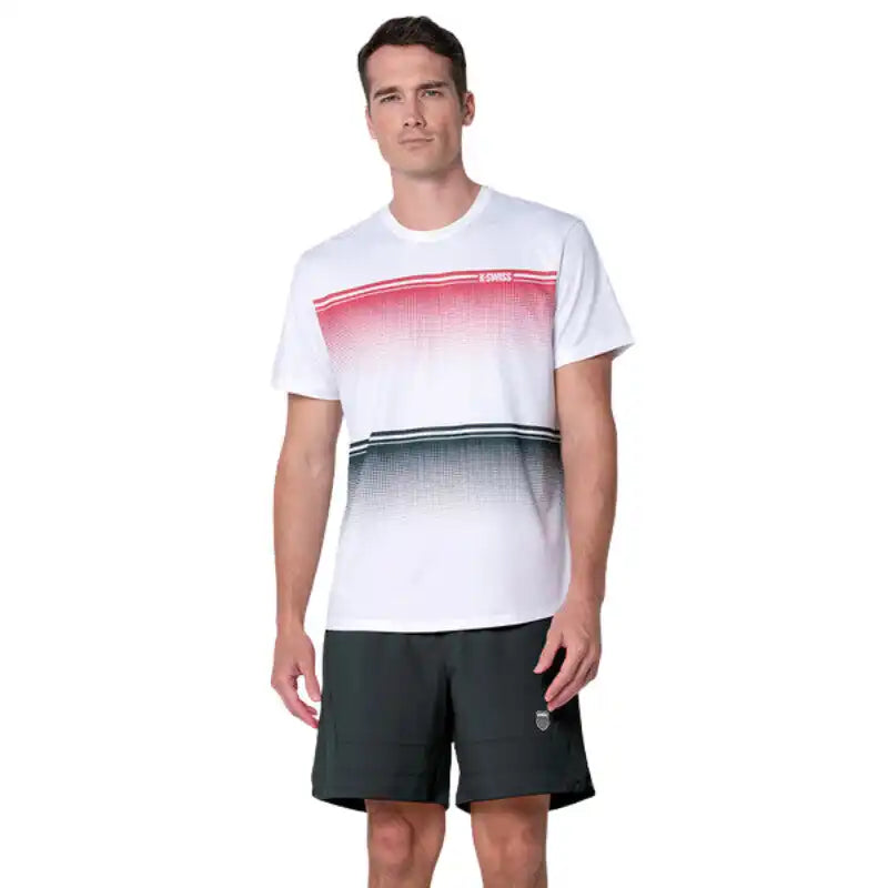 K Swiss Gradient Descent Short Sleeve Men’s White Black Chili