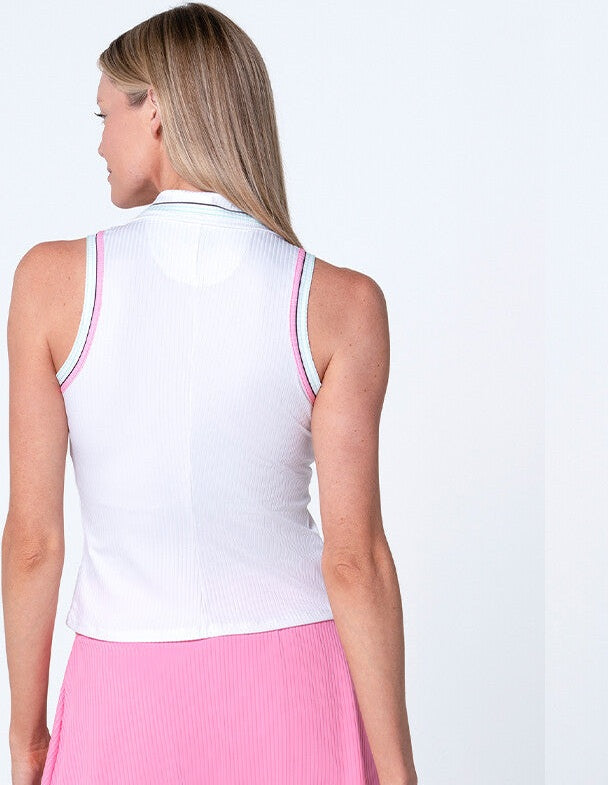 K-swiss Set Sleeveless Polo (w) (white/pink)
