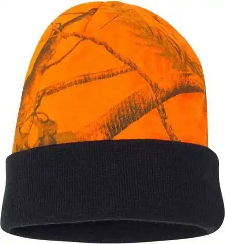 Kati Lcb12 12’’ Camo Knit Beanie Blaze Realtree Ap Black / one Size Fits Most