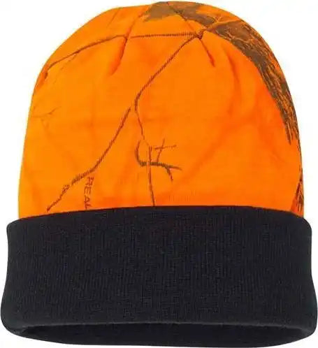 Kati Lcb12 12’’ Camo Knit Beanie Blaze Realtree Ap Black / one Size Fits Most