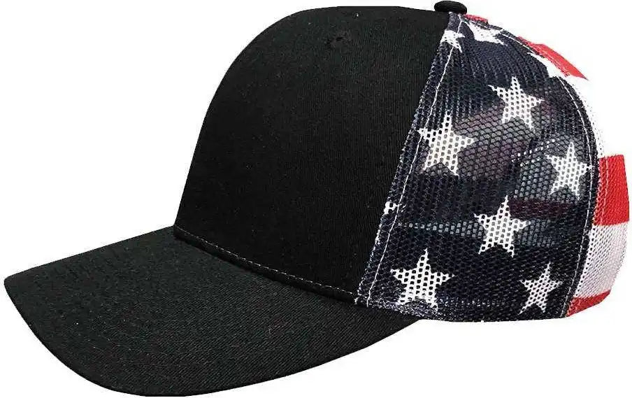 Kati S700m Printed Mesh Trucker Cap - Black/ Usa Flag - Multi-colored / one Size Fits Most