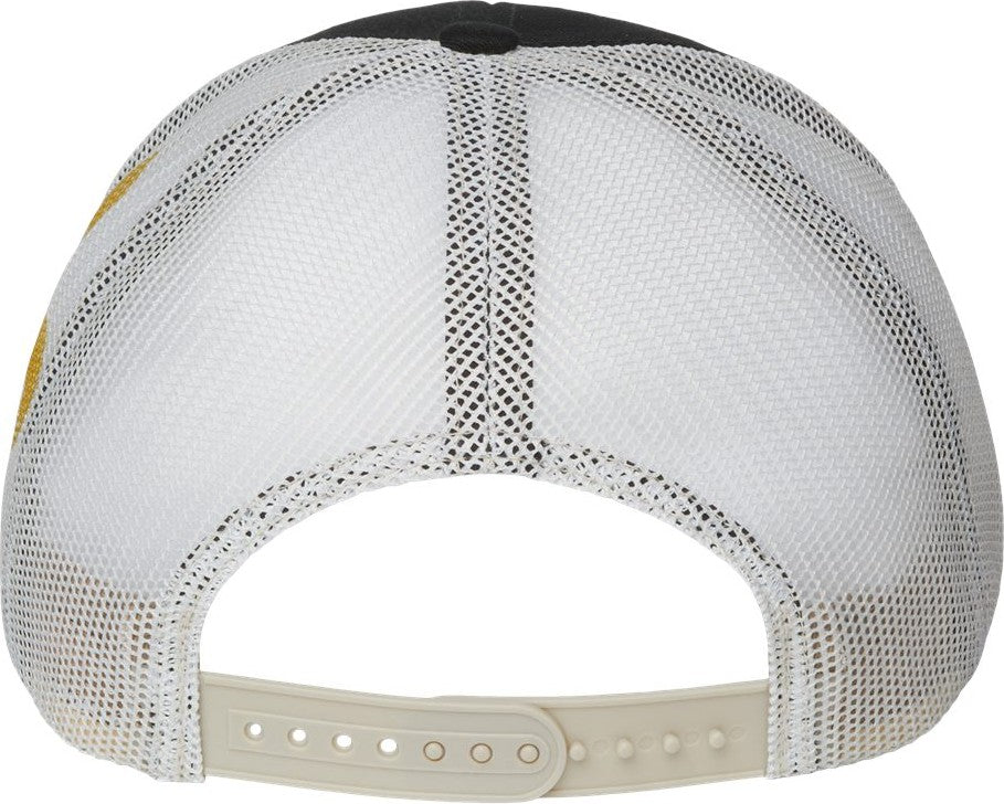 Kati S700m Printed Mesh Trucker Cap - Black Vegas Gold Fleur De Lis - one Size Fits Most