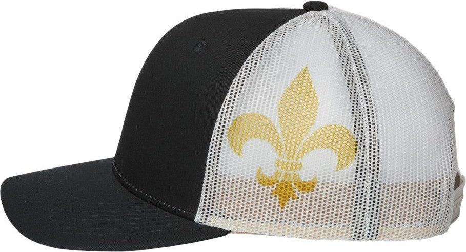 Kati S700m Printed Mesh Trucker Cap - Black Vegas Gold Fleur De Lis - one Size Fits Most