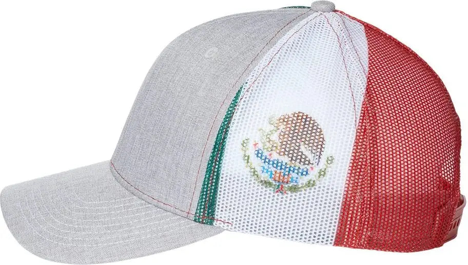 Kati S700m Printed Mesh Trucker Cap - Heather Grey Red Mexico Flag - Multi-colored / one Size Fits Most