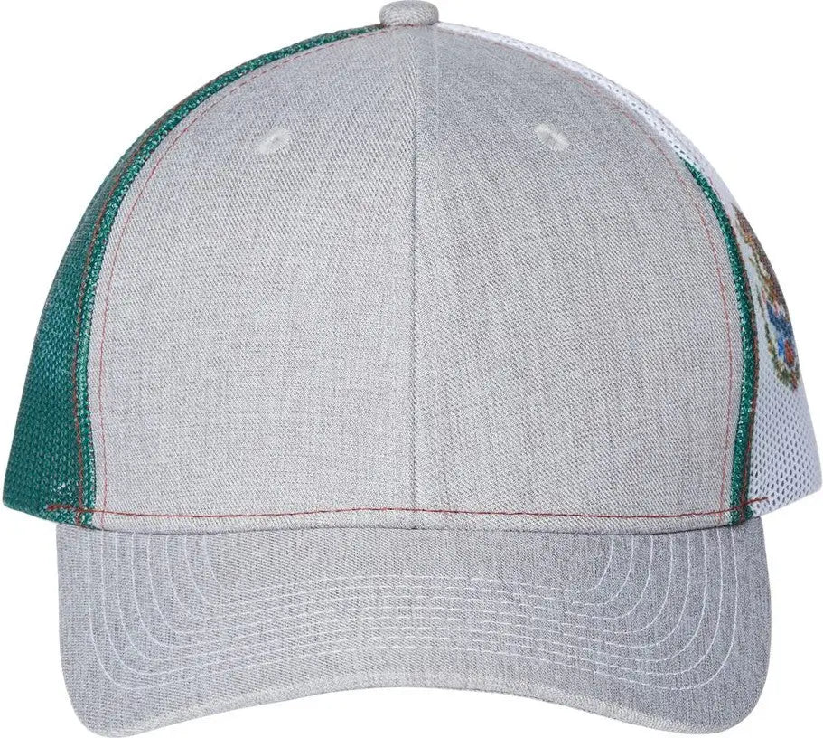 Kati S700m Printed Mesh Trucker Cap - Heather Grey Red Mexico Flag - Multi-colored / one Size Fits Most