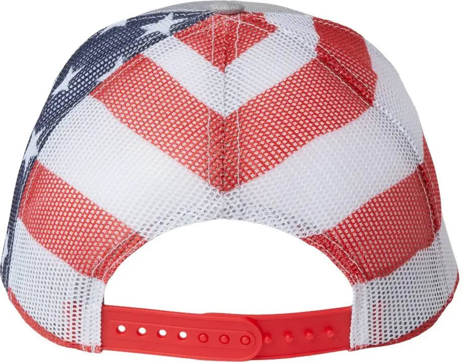 Kati S700m Printed Mesh Trucker Cap - Heather Grey Usa Flag - Multi-colored / one Size Fits Most