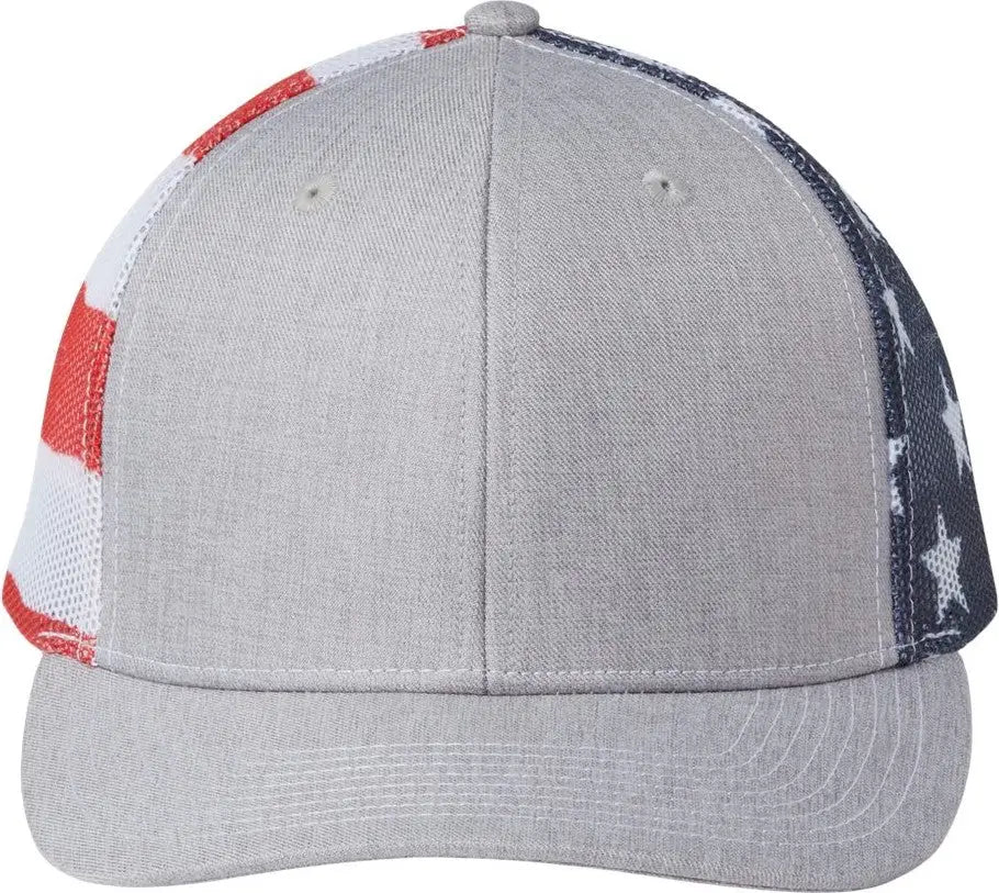 Kati S700m Printed Mesh Trucker Cap - Heather Grey Usa Flag - Multi-colored / one Size Fits Most