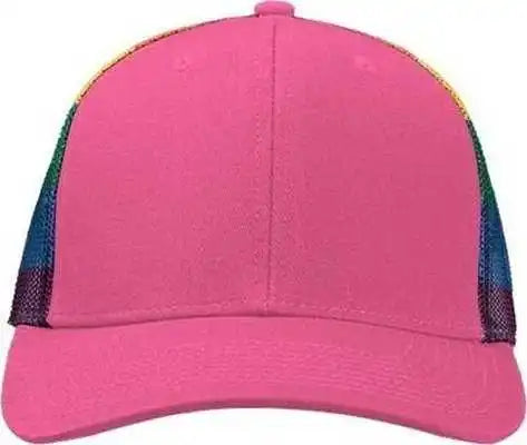 Kati S700m Printed Mesh Trucker Cap Hot Pink Rainbow Multi Colored / one Size Fits Most