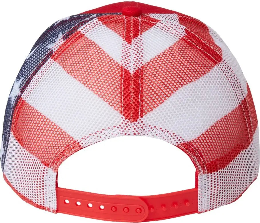 Kati S700m Printed Mesh Trucker Cap - Red Usa Flag - Multi-colored / one Size Fits Most