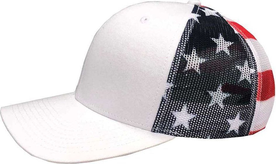 Kati S700m Printed Mesh Trucker Cap - White/ Usa Flag - Multi-colored / one Size Fits Most